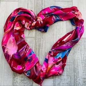 Cynthia Rowley Silk Abstract Art Textralized River Of Color Rectangular Scarf